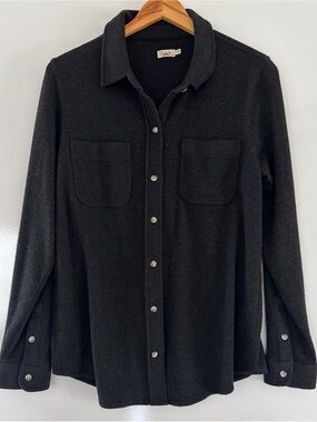 Faherty Legend Sweater Shirt women’s Medium Button Up Long Sleeve Black